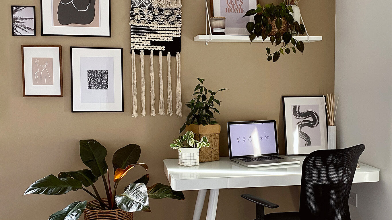 Home office decorated in Lick Beige 02 paint shade a