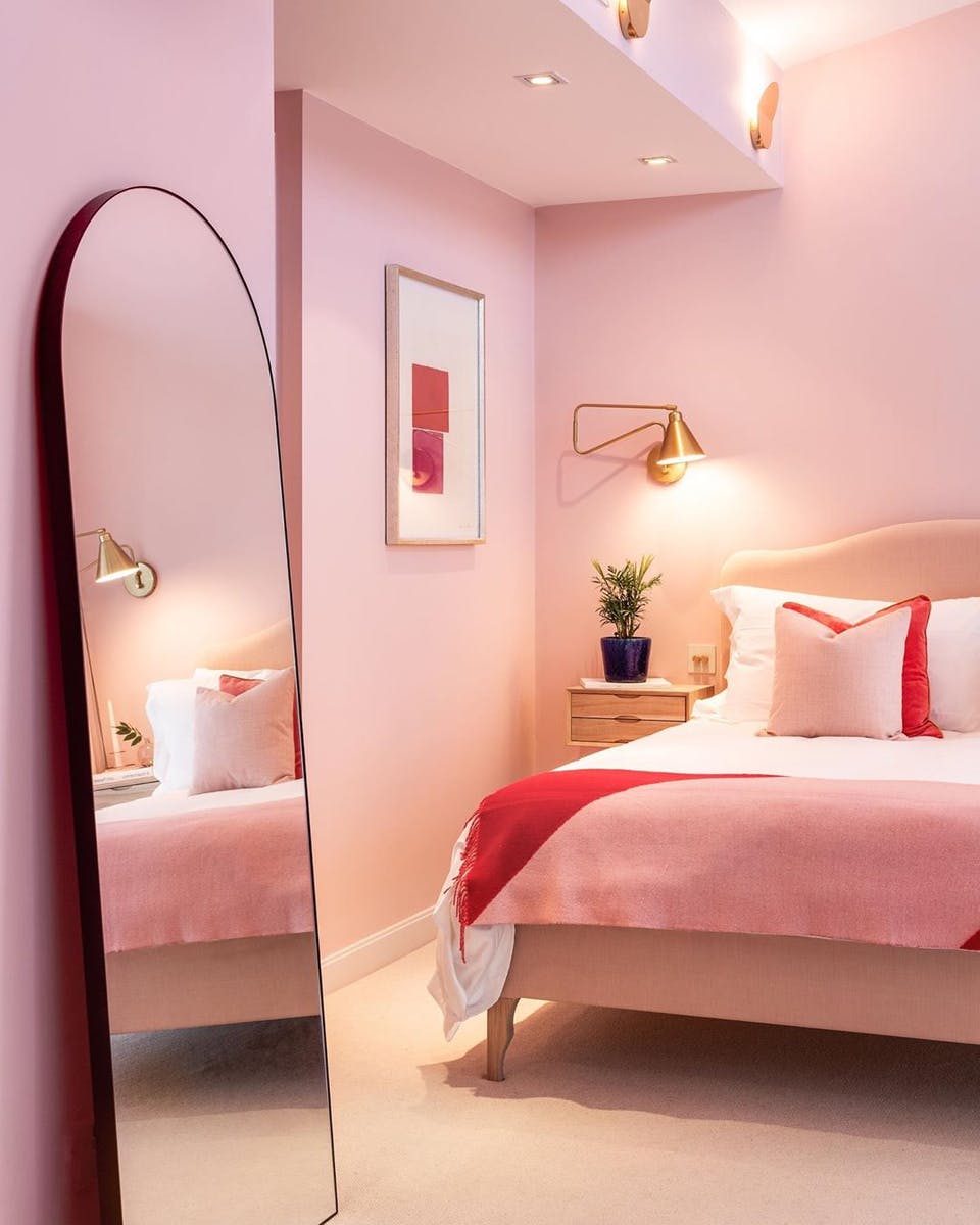 Bedroom painted in Lick paint Pink 03 pastel colours in your home
