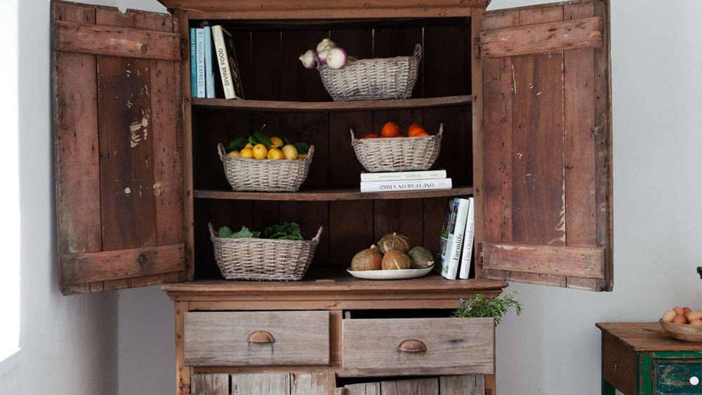 Rustic wooden kitchen cabinet 