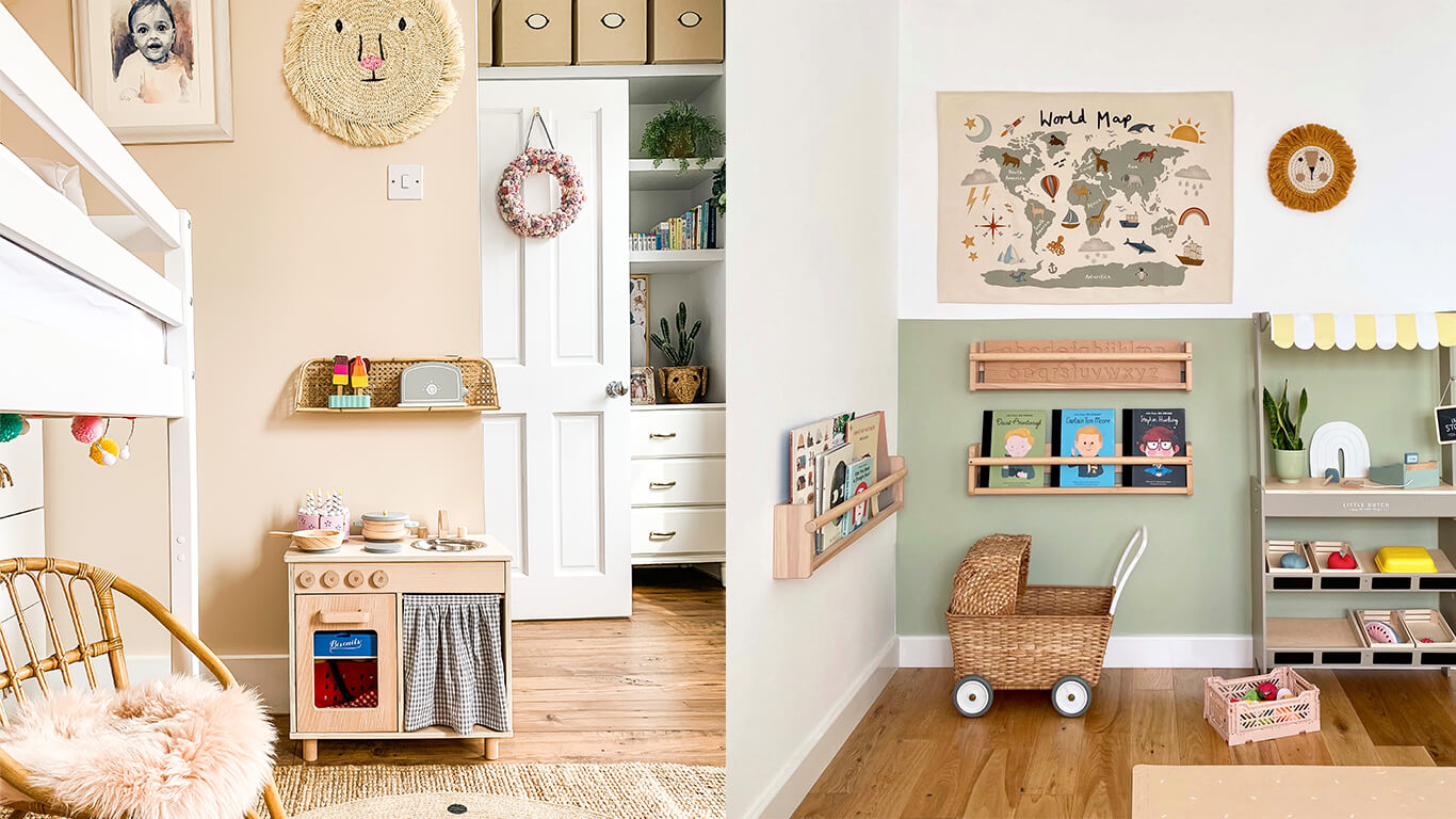 Neutral nurseries painted in Lick Green 01 and Pink 01