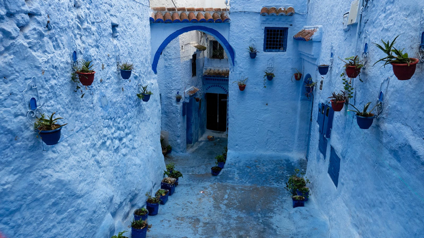 Village streets painted in blue 