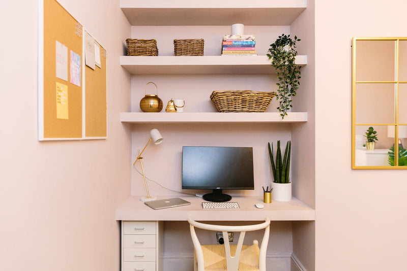 Home Office decorated with a plant 