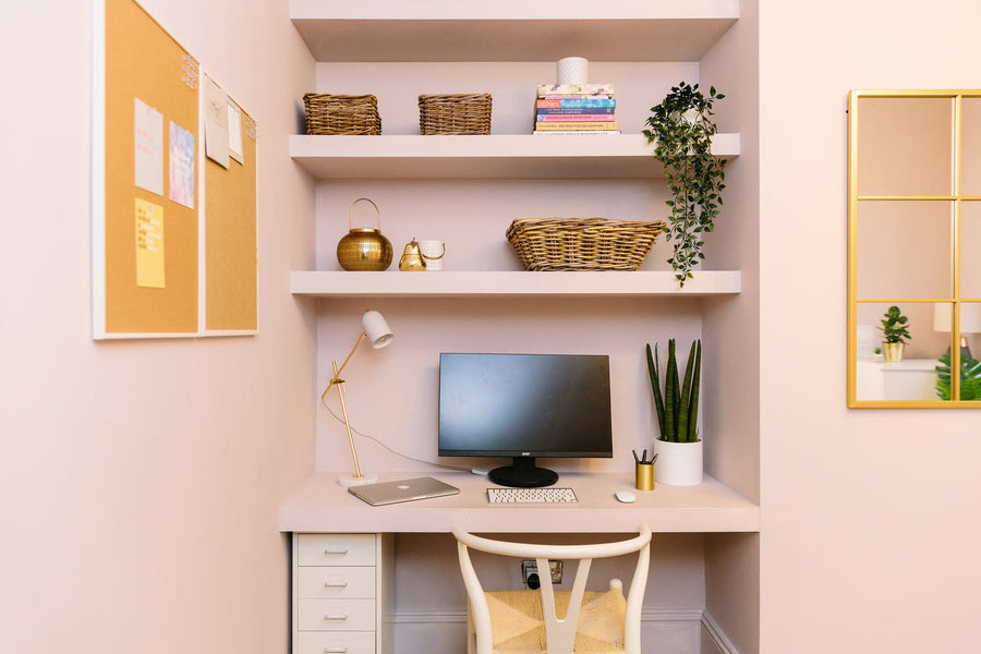 Home Office decorated with a plant 