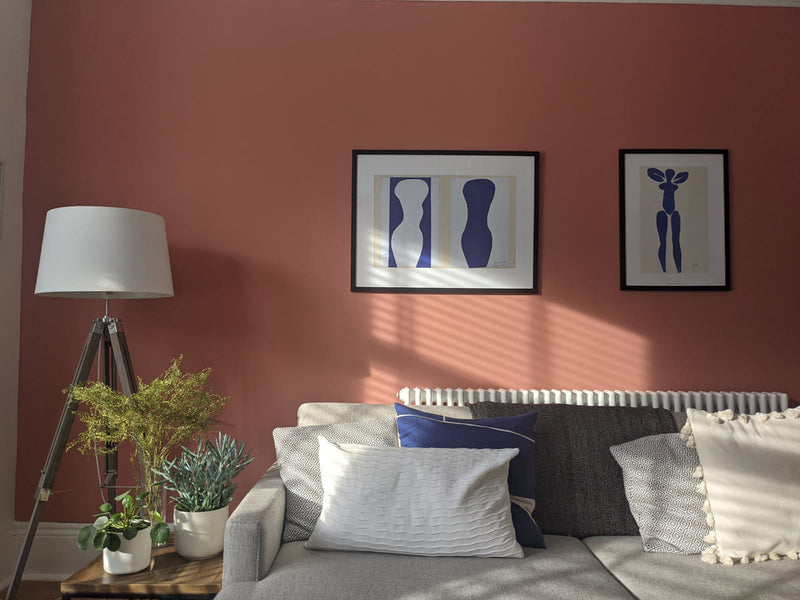 Dark red boho living room 
